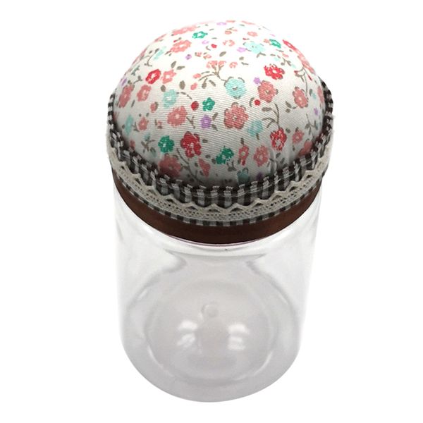 

fabric pin cushion with storage bottle holder sewing accessories, Black