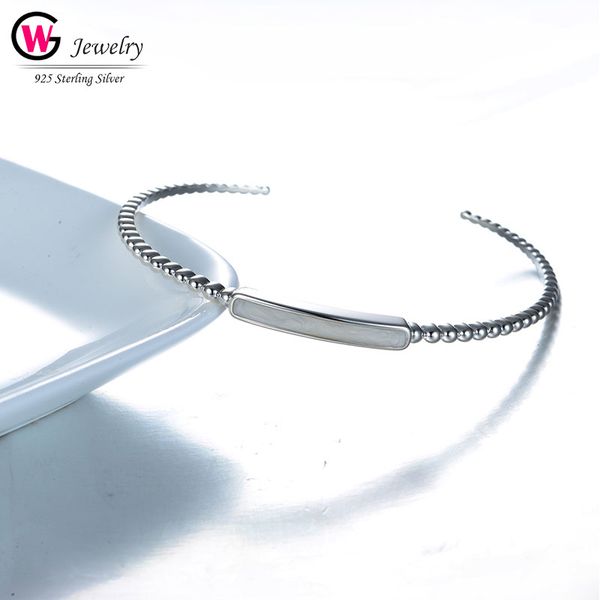 

gw women 925 silver bracelets original authentic bangles open clasp jewelry women pulseira jewelry making gift, White