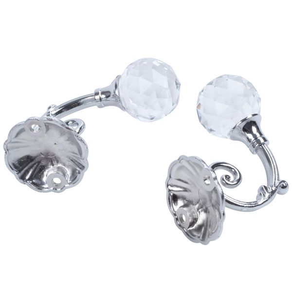 

2pcs metal crystal glass support hook curtain holder tieback hook