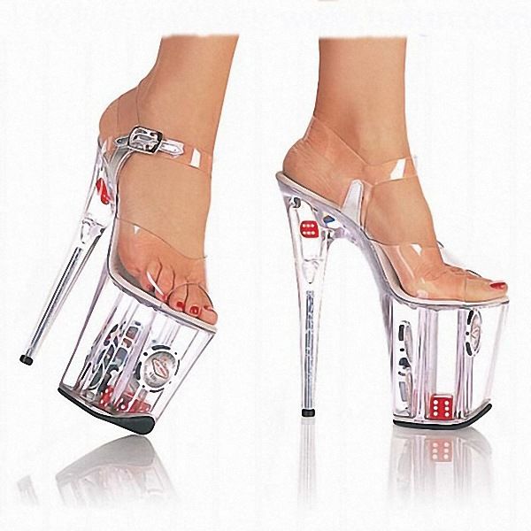 

clear super high-heeled wedding shoes thick-soled t-stage lead dance shoes wild night club large size women's shoes, Black