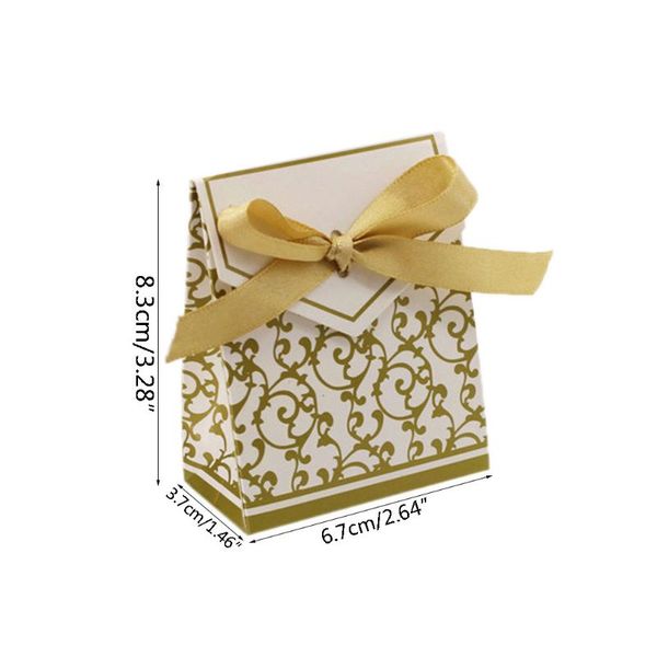 

gift wrap box with ribbons, candy bag, cake box, for wedding decoration, gold, 50 pcs h4gd