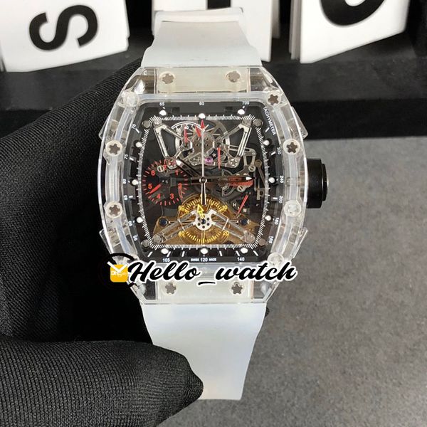 

limited new rm056 056 rm56-01 прозрачный корпус черный скелет циферблат miyota автоматические мужские часы белый резиновый ремешок спортивны, Slivery;brown