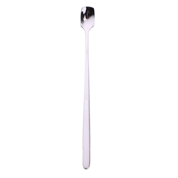 

1 Pc Long Handle Ice Cream Spoon Stainless Steel Square Head Mirror Polishing Milk Tea Coffee Stirring Spoons Flatware Utensils