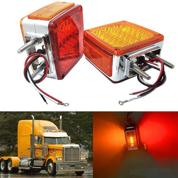 

2pc amber/red 39 led double face stud mount pedestal fender sturn tail light led marker lights