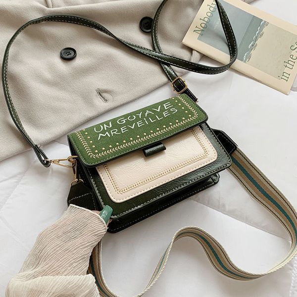 

two straps pu leather frosted rivet letters women shoulder crossbody bag bags vintage women's handbags ing