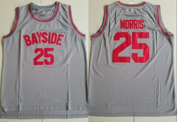 

Mens 25 Zack Morris BAYSIDE Blue movie Jersey 100% Stitched Basketball Jerseys Grey High Quality Fast Shipping
