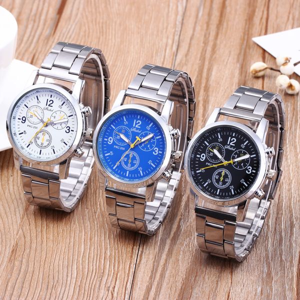 

men women fashion stainless steel strap analog quartz wrist watch luxury three eyes style designed bracelet watches women clock, Slivery;brown