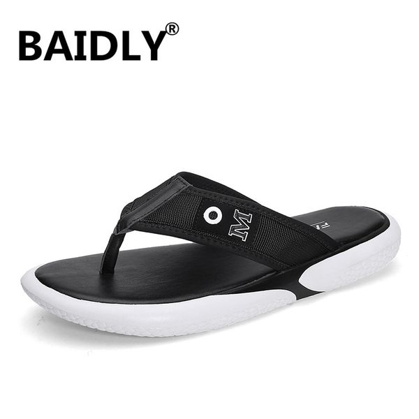 

new arrival men summer flip flops shoes casual beach sandals male fashion outdoor flip-flops men's shoes, Black