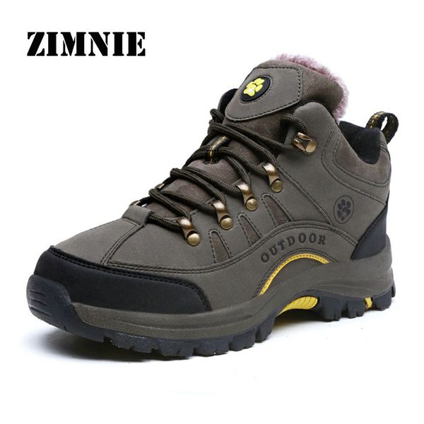 

zimnie new arrival classics style fashion men working boots lace-up men warm shoes hiking sneakers casual plush boots size 36~45, Black