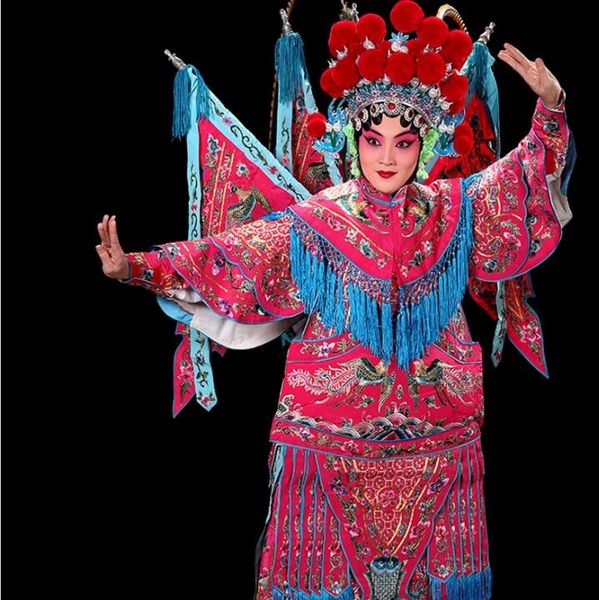 Peking Beijing Opera costume Yue Opera costume performance sul palco Wudan Dao Ma Dan Mu Guiying crepe gancio ragazza magra armatura femminile e quattro