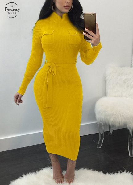 

women autumn winter sweater knitted dress belted waist slim elastic turtleneck long sleeve bodycon dresses slim wrap dress, Black;gray