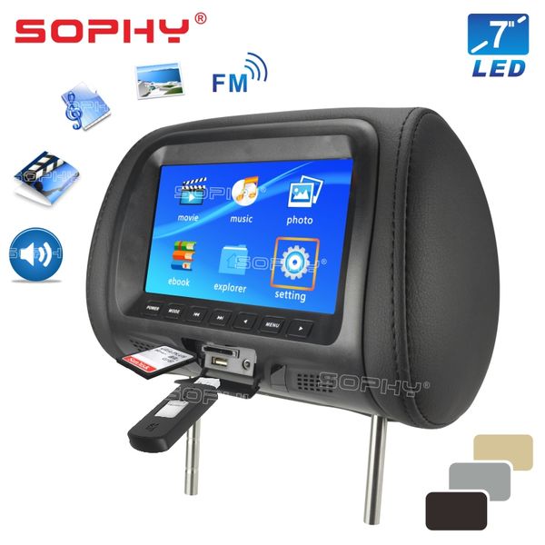 

universal 7 inches automobile car headrest monitor rear seat entertainment multimedia player general av usb sd mp4