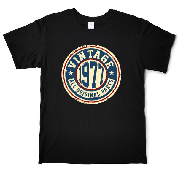 

40th vintage 1977 all original parts t shirt funny men's cotton retro t-shirt round neck short sleeve street tees shirt casual printed, White;black