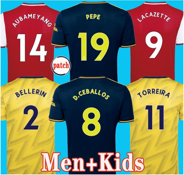 

arsen soccer jersey 19 20 pablo mari ceballos henry guendouzi sokratis cedric 2019 2020 football shirt men + kids kit uniforms, Black;yellow