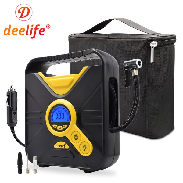 

deelife digital car air compressor portable tire inflator pump auto tyre inflatable 12v electric mini for motorcycle cars tires
