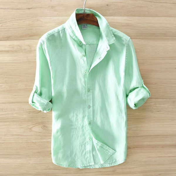 

Men Casual Chemise Homme Linen Shirts Men Long Sleeves Blouse Camisas Hombre Turn -Down Collar Tops Brand Clothing Casual Shirts