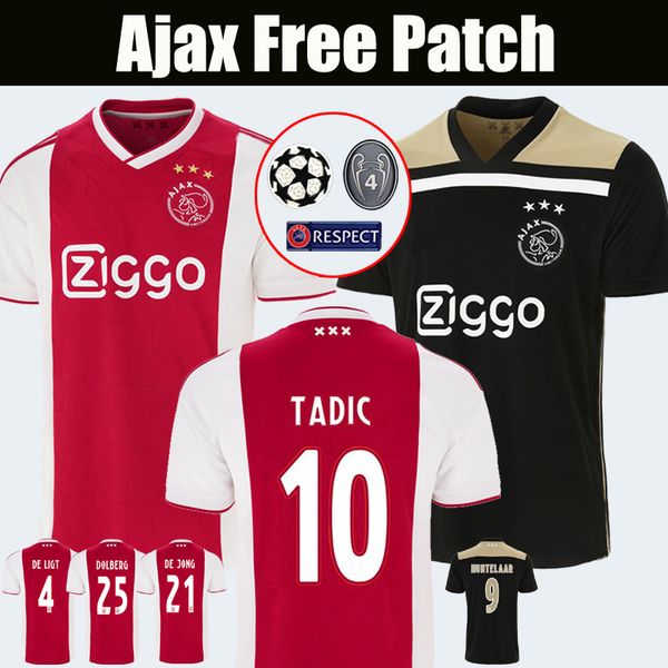 

2019 ajax fc home red away occer jer ey 18 19 tadic ziyech de jong dolberg huntelaar chone de ligt champion football hirt kit