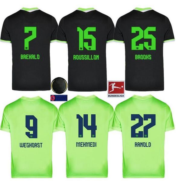 

детский комплект для вольфсбурга heimtrikot weghors трикотажные изделия футбола 2020 21 klaus малли steffen мехмеди roussillon брукс arnold, Black;yellow