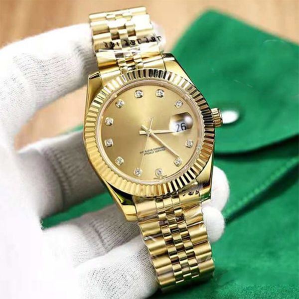 

6 colors diamond watch men 41mm mechanical automatic movement mens watches sapphire men running wristwatches gold steel mens watches, Slivery;brown