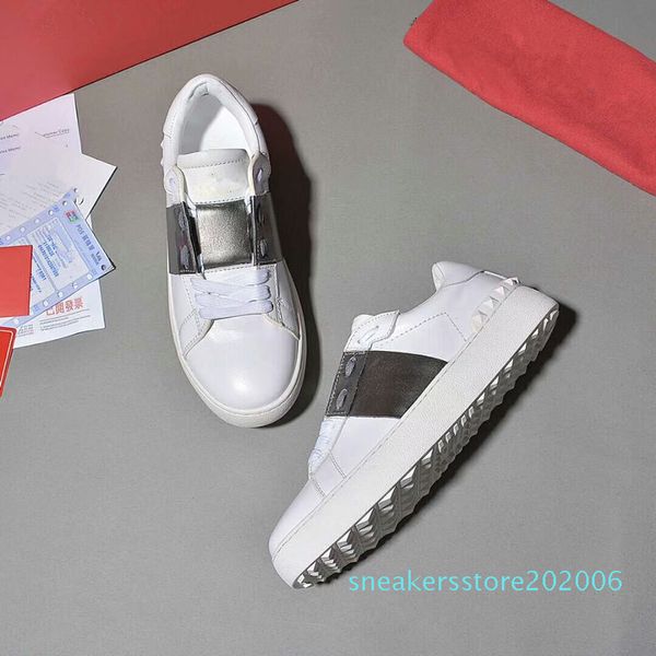 

luxury casual shoes white rubber suede flat designer sneakers mens womens fashion leather shoes trainers s06, Black