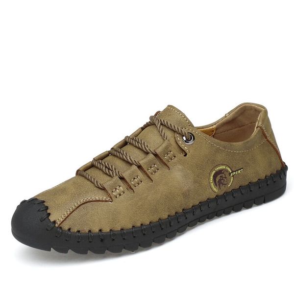 

new fashion leather spring casual shoes men's shoes handmade vintage loafers men flats moccasins sneakers big size, Black