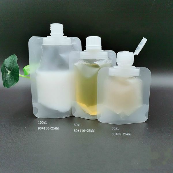 

30ml 50ml100ml clamshell matte translucent mask mud shampoo nozzle empty bag nylon stand-up bag customizable logo