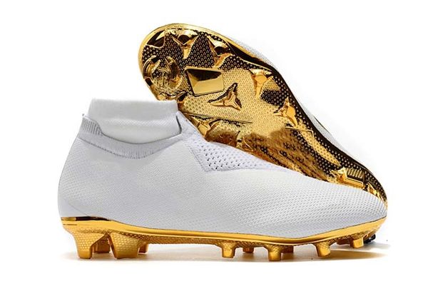 

boots white/gold phantom vsn shadow elite df fg/ag football soccer shoes mens outdoor soccer cleats sports shoes, Black;white