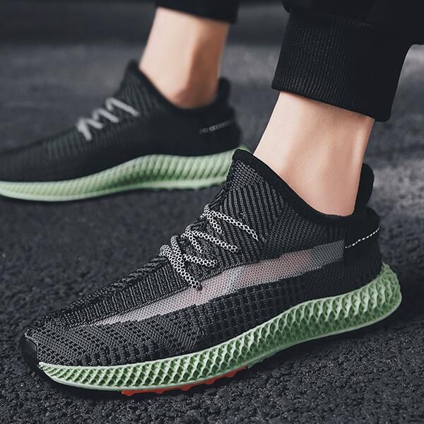 

designer luxury 2019 new men's shoes flying woven mesh shoes outdoor running breathable sports students casual tide shoes ing, Black