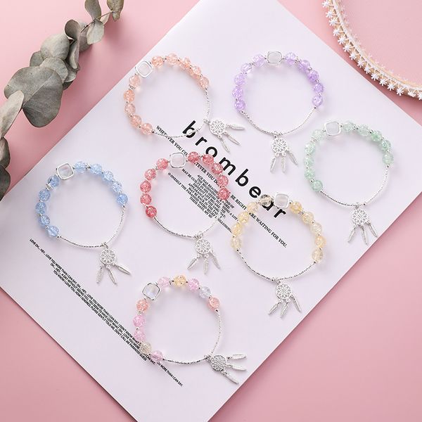 

strawberry crystal bracelet womens rose quartz bracelet dream catcher beaded single circle girlfriends students girlfriend-style birthday gi, Black