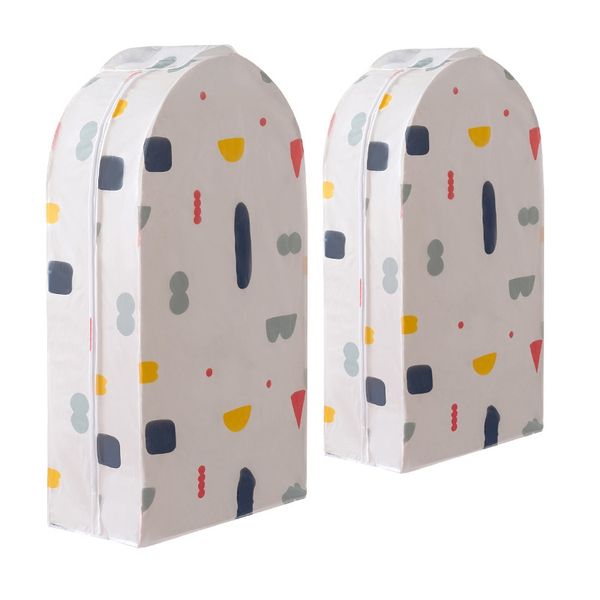 

2 pcs clothes garment dustproof cover suit coat hanging storage bag 3d protector dust cover clothes cover home storage