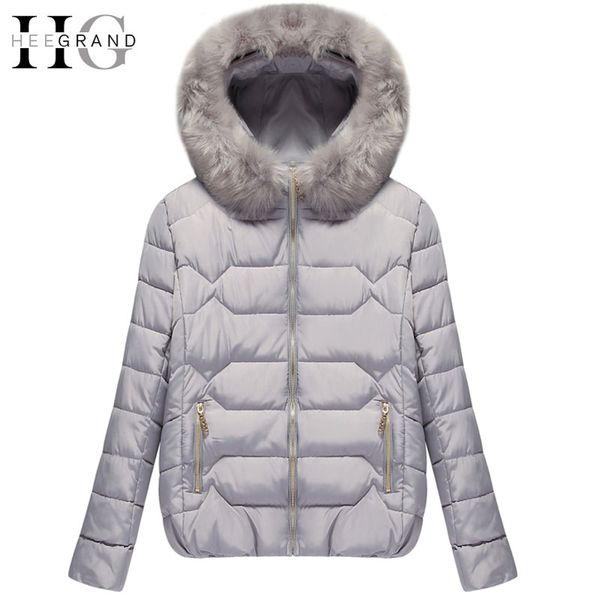 

hee grand 2018 thick down mulheres casaco de inverno warm cotton fur hooded women parkas short oversized winter coats wwm1438, Black