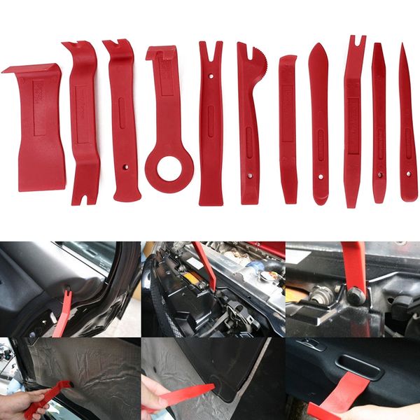 

car audio maintenance kit 11/12pcs auto trim stereo repair panel remover pry bar car dash radio door trim panel clip tools set