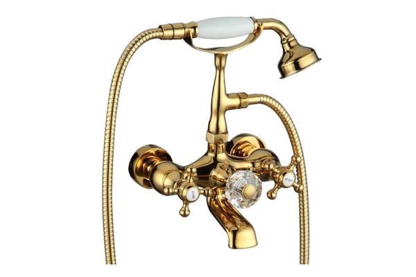 

Free shipping In Wall Chrome Vintage Clawfoot Bath Tub Faucet with Handheld shower Wall Mount 022