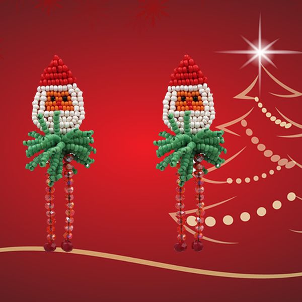 

1 пара атмосфера ювелирных изделия фестиваля шарики шарм ручной длинные серьги женщина подарки прекрасный симпатичное рождество сант-клаус м, Silver