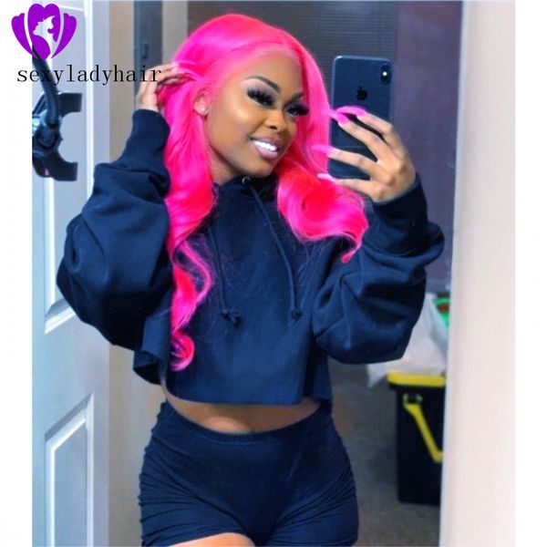 

brazilian body wave wig rose pink heat resistant fiber synthetic lace front wigs glueless for black white women