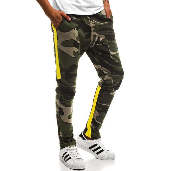 

fashion mens camouflage pants contrast color mens digital print pants casual males skinny pants new arrival, Black
