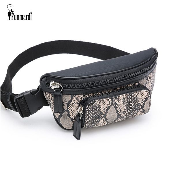 

funmardi 2019 new waist bags women serpentine design belt bags for women pu leather banana bags female phone fanny pack wlhb1901 t200113