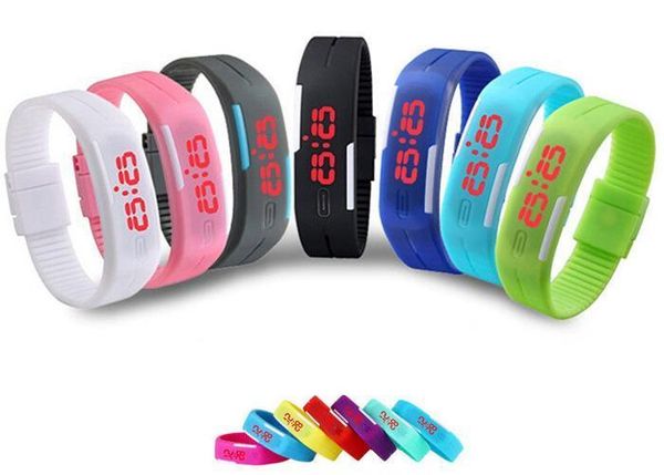 

watches for women men kids bracelet digital watches for child clock rubber sports wristwatch led digital watch, Slivery;brown