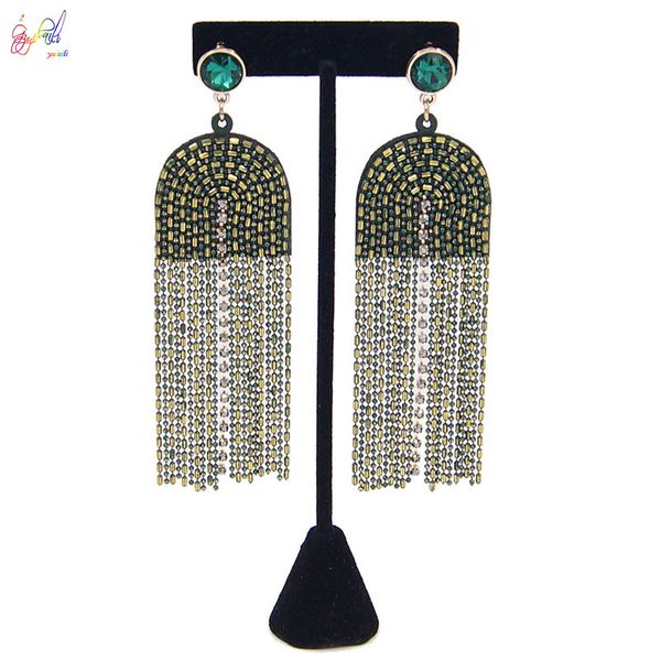 

yulaili latest fashion unique personality long statement geometric tassel dangle drop earrings for women ing, Silver