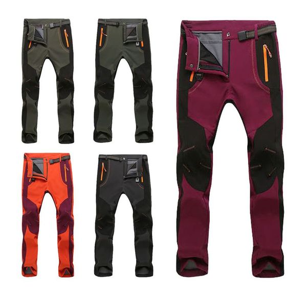 

мужчины и женщины спорт на открытом воздухе мягкие оболочки брюки сплайсинга мода велоспорт руно ветровка брюки зима теплая одежда для мужск