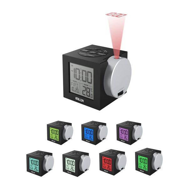 

suqare lcd projection alarm clock backlight electronic digital projector watch desk temperature display with 7 color