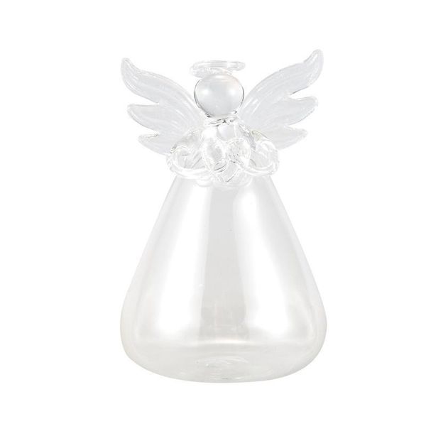 

set of 4 cute clear glass angel shape flower plant hanging vase wedding decor