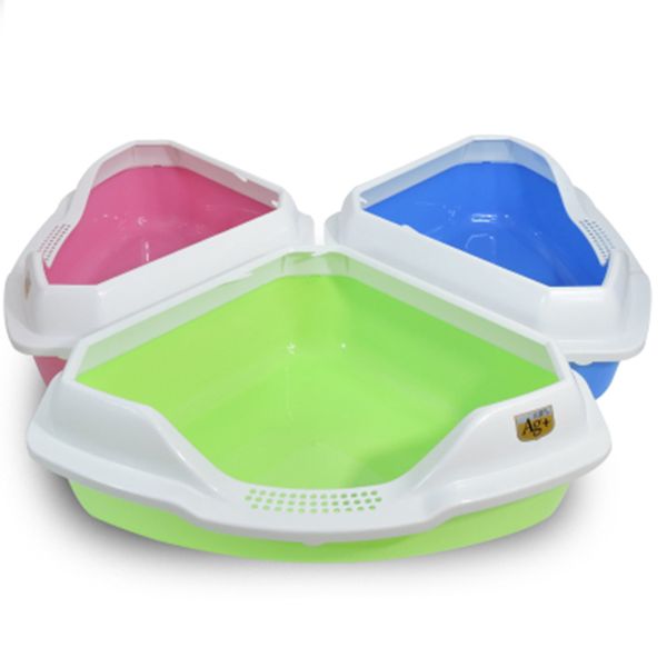 

plastic large box cat litter semi enclosed along corner sandbox arenero para gato tray toilet training kit rabbit product b80