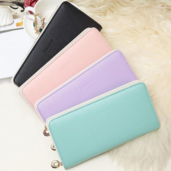

long solid brand women wallets fashion zippe leather wallet female purse clutch money women wallet coin purse, Red;black
