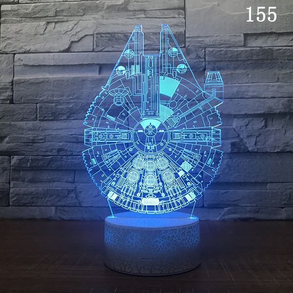 

millennium falcon iron man hulk deadpool 3d led lamp night light multicolor rgb bulb christmas decor kids gift toys