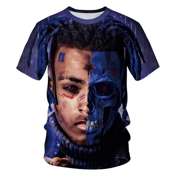 

RIP XXXTENTACION Mens Tshirts 3D Digital Printed Short Sleeved Fashion USA Rapper Male Tshirts Teenagers Designer Summer Clothes