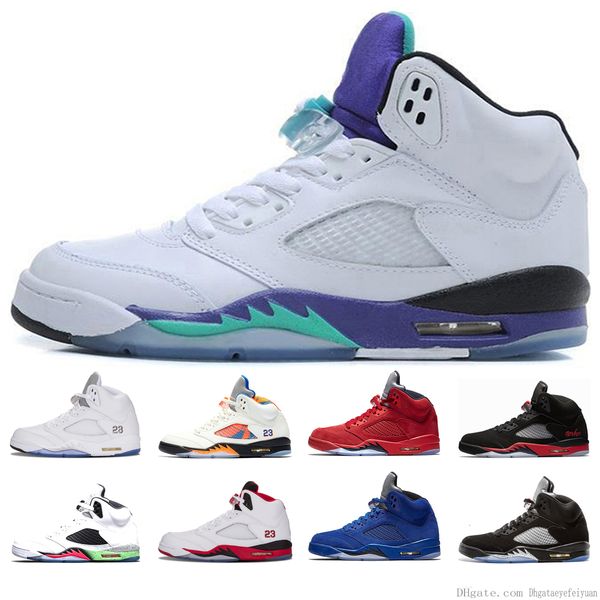 

5 5s bred basketball shoes for men black grape white cement blue red suede white grapes metallic silve sport designer sneaker trainer shoes