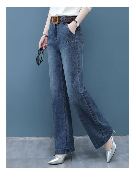 

светло-синий новый большой ярдов хан издание мода свободные толстые мм широкие брюки ковбой досуг женские брюки, Blue