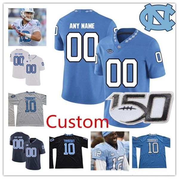 

пользовательские north carolina tar heels 2019 unc футбол любой название количество синий синий белый # 6 кейд фортин 7 sam howell ncaa джер, Black;red