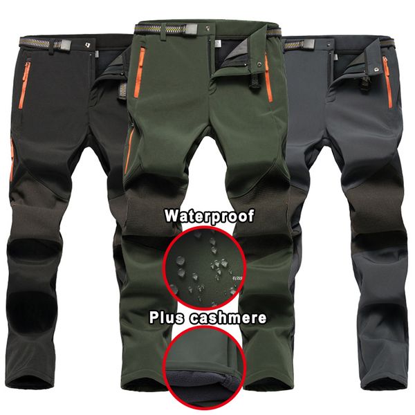 

woman man hiking pants winter fish waterproof camp trekking fleece outdoor hike pants climb ski softshell trousers oversized, Black;green